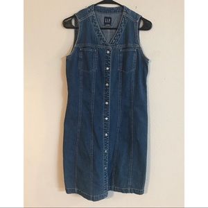 Gap Denim Sleeveless Button Snap Midi Dress